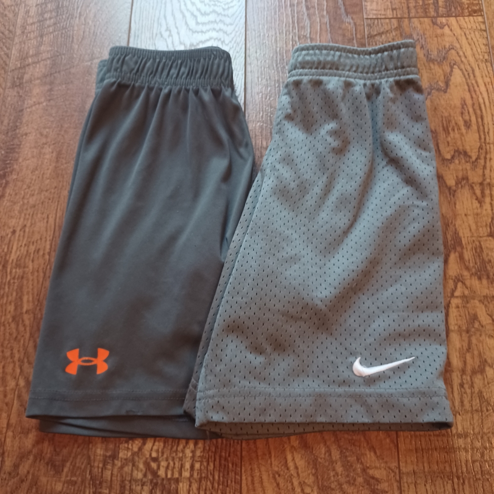 Under Armour and Nike Athletic Shorts Gray Boys Sz 7